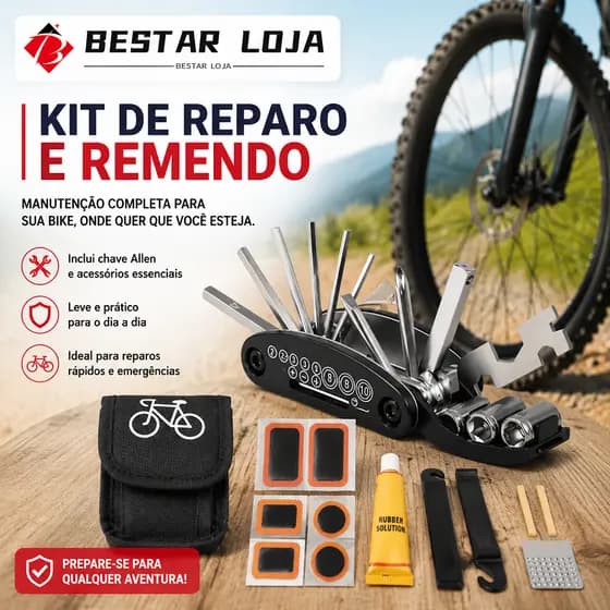 BESTAR LOJA Kit De Reparo E Remendo Manutenção Para Bicicletas Com Chave Allen Bike
