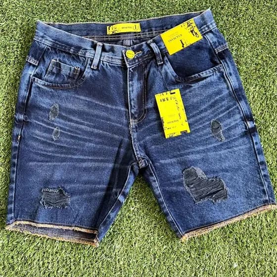 Bermuda jeans Masculina Estilo Jogador Original Curta Linha Premium Short Rasgado e Com Pigmento