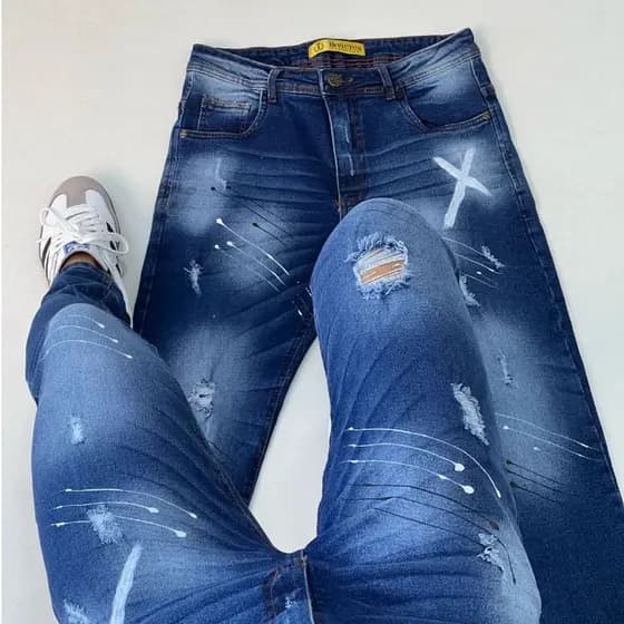 Calça Jeans Estilo Jogador Masculina Com Laicra Linha Premium