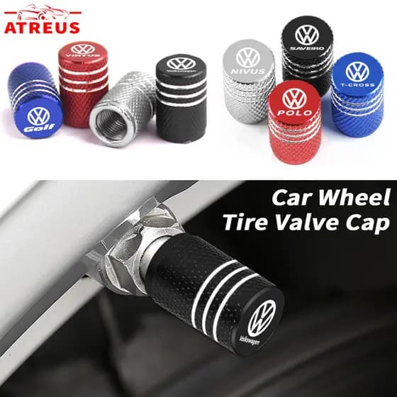 4 Unidades de Tampas de Válvula de Pneus para Volkswagen, Tampas de Ar para Válvulas de Rodas para VW Polo Golf Saveiro