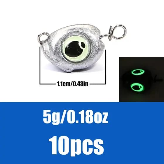 10 peças de cabeças de jig tipo swing cheburashka, chumbadas para pesca, pesos para jig, grupo de iscas macias, anzol de