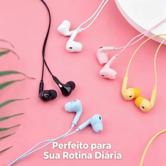 Fone In-ear Colorido Com Fio 3.5mm Microfone Integrado Áudio HiFi Leve para Todos Dispositivos,Cor aleatória
