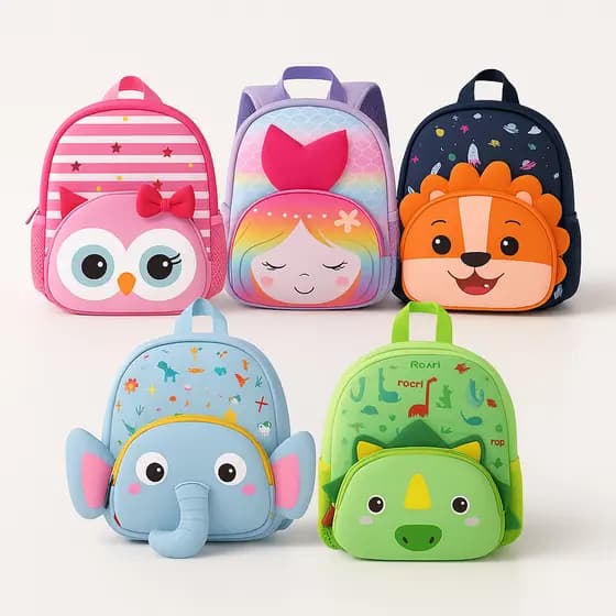 Mochila Infantil Escolar Unissex Bichinhos Leão Unicornio Sereia Elefante Dinossauro Sereia Azul Rosa Raposa Coruja