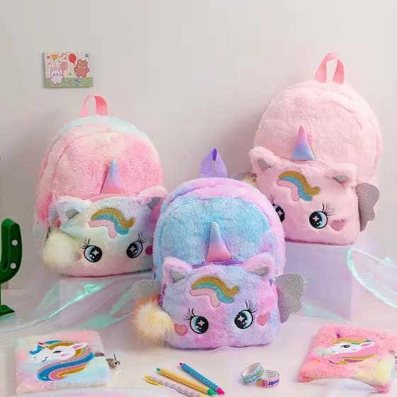 Mochila Escolar Infantil Unicórnio Menina com Alças Acolchoadas e Zíper Durável