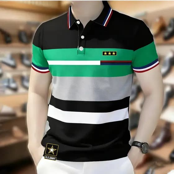 Camisa Polo Masculina Para Roupas Masculinas Barong Estilo Vintage Topos Casual De Manga Curta Ao Ar Livre Street wear 1