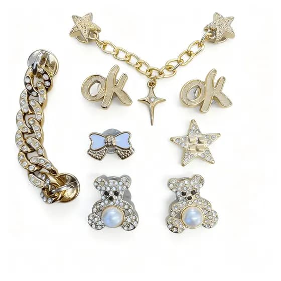 Bottons Pins-Pingentes para decorar,Strass Luxo prata