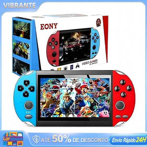 Videogame Portatil X7 PLUS Tela 5.1" PSP +2500 Jogos Retro 8GB Console de Mão Memoria Expansivel
