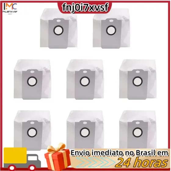 Conjunto de 8 sacos de pó para aspiradores robô Conga 2499/ 7490/ 8290, Atvel SmartGyro R80 e Kabum Smart 900.