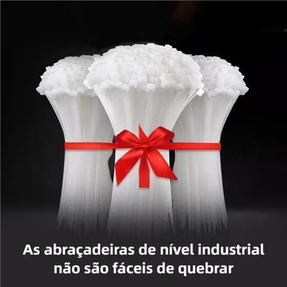 Kit Abraçadeira de Nylon 100/200/300pcs - 10-30cm, Preta/Branca