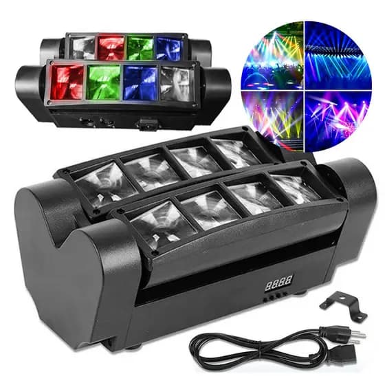 Luz De Palco Dj Mini Aranha 8 Leds 40w Rgbw Controle Voz