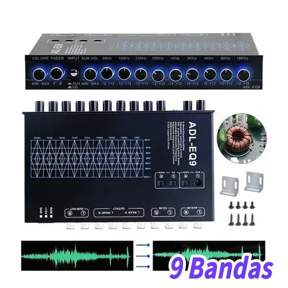Equalizador Automotivo 9 Bandas Rca Subwoofer 12v Palestrante