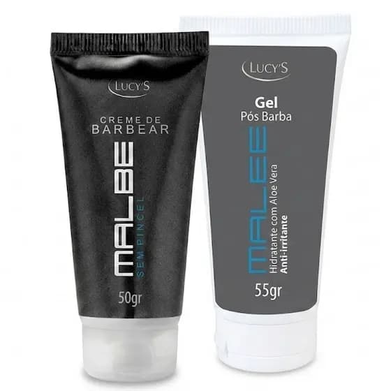 Kit Barba Malbe Creme Barbear e Gel Pós-barba Aloe Vera Lucy's 55g + 50g