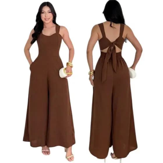 Macacão Feminino para Festa Social Pantalona Bojo Crepe Duna P ao GG Plus Size Até 46 Envio Imediato