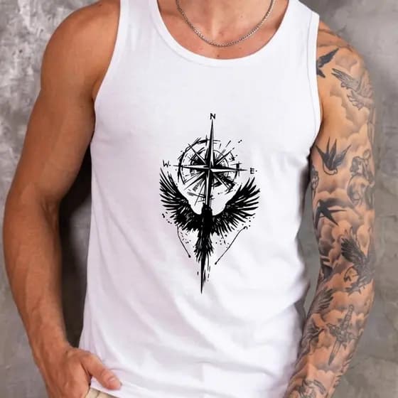 Regata Masculina Estampa Águia Estilosa Camiseta Regata Academia Treino Fitness Moda Masculina P ao GG