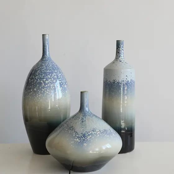 Moderno novo estilo chinês cor esmalte vaso de cerâmica conjunto de três peças modelo quarto acessórios para casa decora