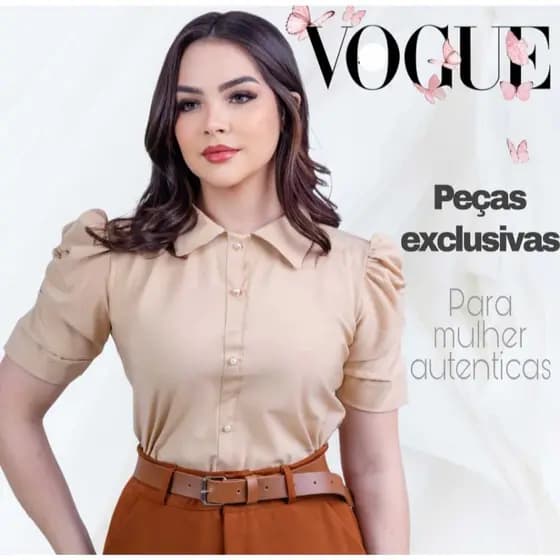 Camisa Manga Curta Estilo Social Moda Evangelica Feminina