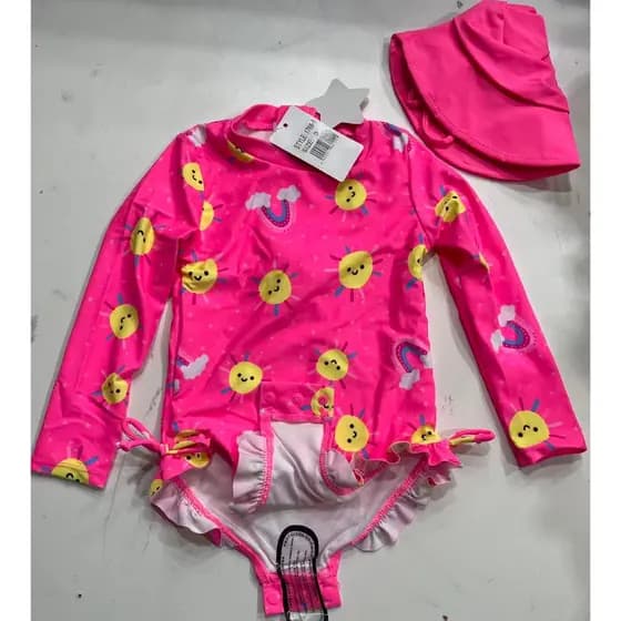 Maiô infantil Com Chapéu Manga Longa Menina Proteção Solar Uv 50 Maio 1548-2025