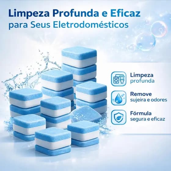 KIT Pastilhas para Limpeza de Máquinas de Lavar Roupas Efervescentes Multifuncional Máquinas de Lavar ELETROX LTDA