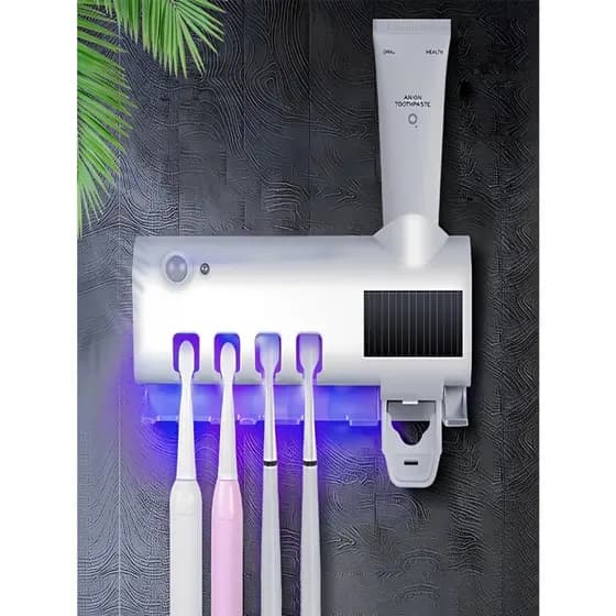 Suporte De Escova De Dente Com Aplicação De Pasta Oral , Com Luz uv Pra Decorar Seu Banheiro . CLICK
