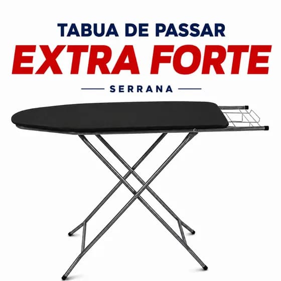 Tábua De Passar SERRANA Dobrável Reforçada Mesa Passadeira Com Suporte Ferro