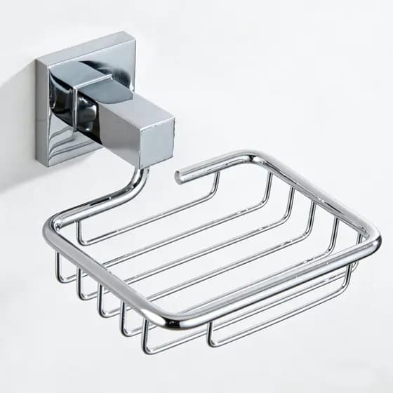 Saboneteira Parede Banheiro Cromada Quadrada Aço Inox Design Elegante