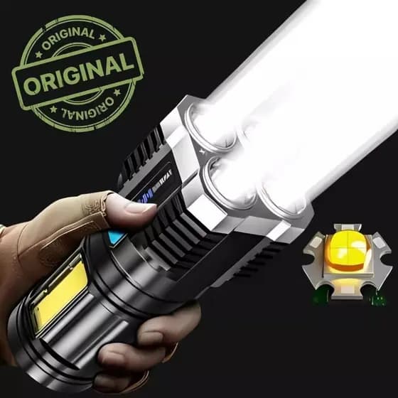 Lanterna LED Forte Super Potente 1500m Recarregável USB Portátil Ultra Brilhante 4 Modos Externa