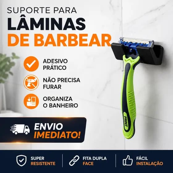 Suporte Lâminas Parelho Barbear Gillette Gilette Adesivo Organização Banheiro Box lavabo Não é Inox