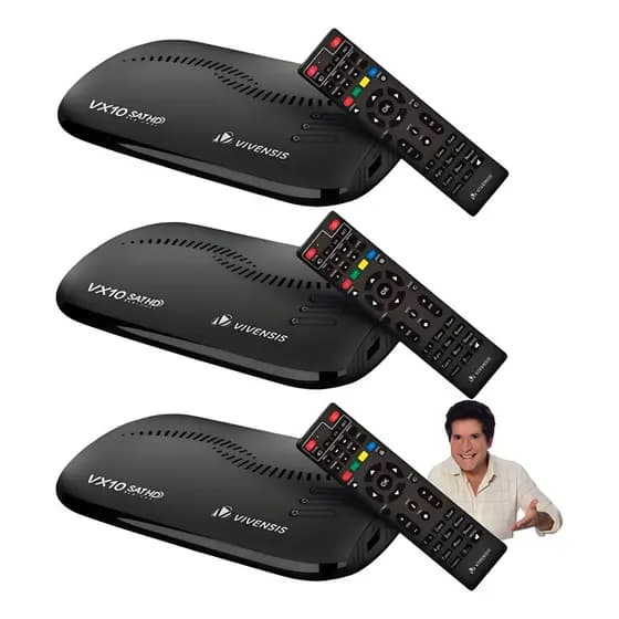 Kit 3 Receptor Digital Vivensis Vx10 Tv Hd Sathd Preto Regionalizado