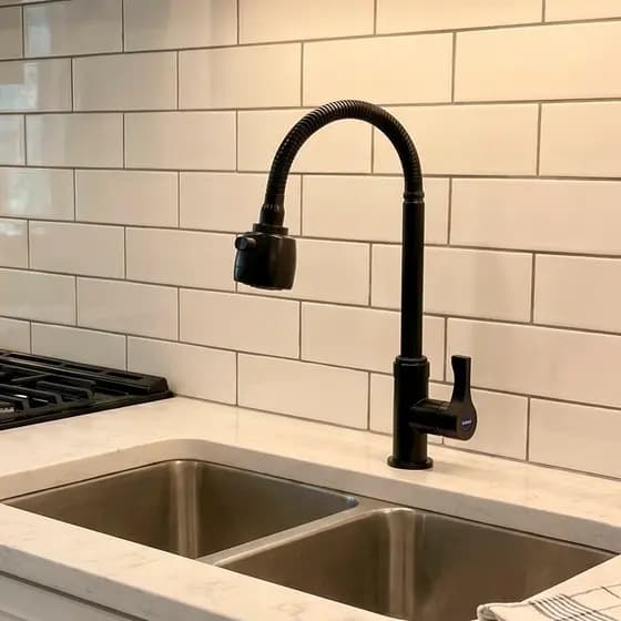 Torneira Cozinha Gourmet Bancada Flexível 1/4 Volta Preta
