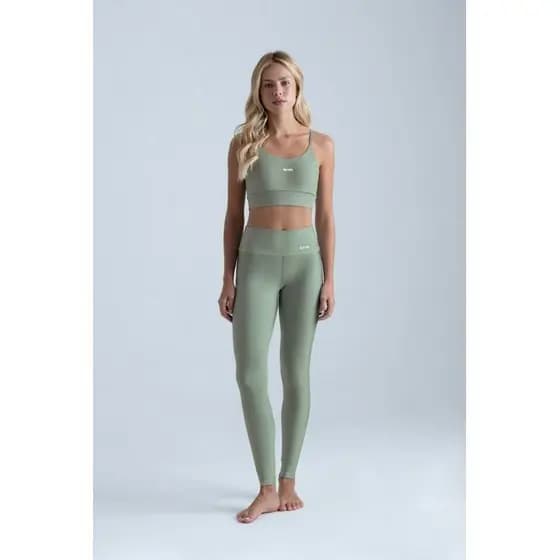 Conjunto Fitness Legging PowerSlim + Top Alça Digital Matcha Proteção UV50+ Tecnologia Dry