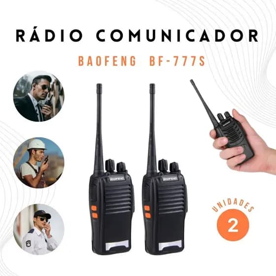 Kit 2 Rádio Comunicador Walk Talk Baofeng 777s com 16 Canais Alcance de 12 Km Duas Pç Original ComNF