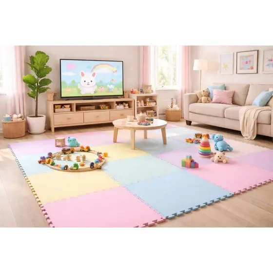 Kit 12 tatames Candy Colors Infantil 50x50 10mm (1cm) Antiderrapante