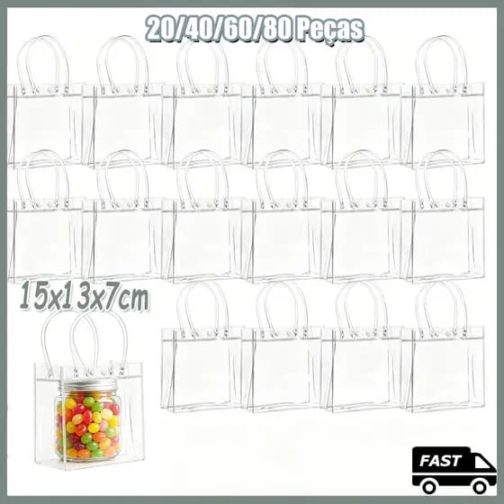 20/40/60/80 15x13x7cm Sacola De Pvc Transparente Sacoola De Compras Engrossada Prova D 'Gua Sacola Para Presentes Bolsa