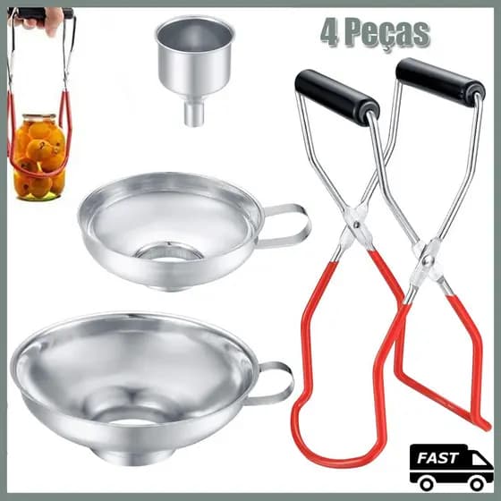4 Peças Funil boca larga Aço inox Envase Geleias Grãos Compotas