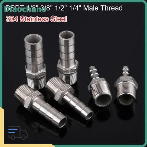 DIAOCBR 1 Peça Conector De Mangueira , Adaptador De Junta De Tubo BSPT , Rosca Macho 304 Encaixe De Tubulação De Aço Ino