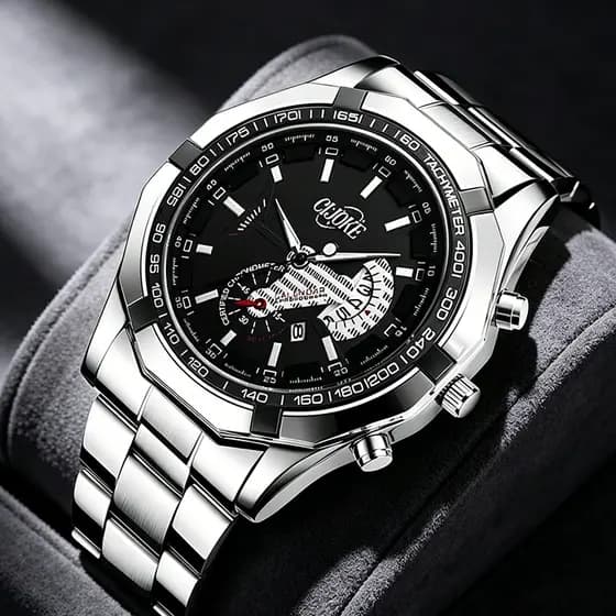 Luxo mens quartzo watch à prova d'água material de aço fino lente de safira Temporização automática