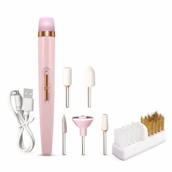 Conjunto de lima de unhas elétrica + escova de limpeza profissional, adequado para manicures e pedicures.