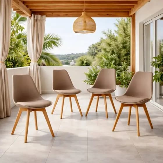 Kit Cadeiras Sala de Jantar Fendi Saarinen Base Wood Estofadas