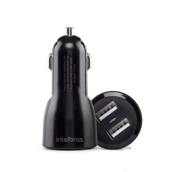 Carregador Veicular Intelbras ECV2 Fast – 2 Portas USB, Carregamento Rápido Universal!