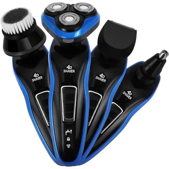 Barbeador Elétrico 4 em 1 para Homens, Kit de Cuidados Masculinos Tudo-em-Um, Barbeador Elétrico Recarregável à Prova d'