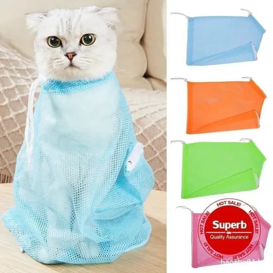 Bolsa de Banho Especial para Gatos com Abertura para Alimentação e Lavagem, Anti-Mordida Cat K1i5 2MKN