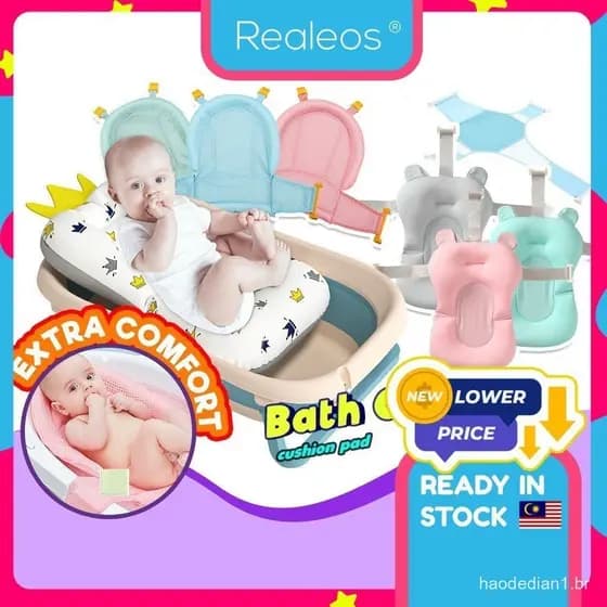 Rede de Banheira para Bebês Realeos Almofada de Espuma Macia Assento de Segurança em Malha para Recém-Nascidos Suporte C