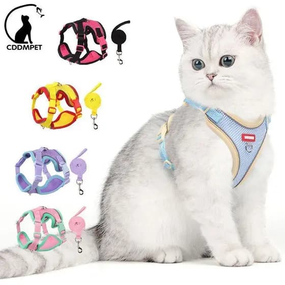 Coleira Peitoral Para Cães Colete Reflexivo Com Guia Ajustável Pequenos Gatos Bulldog Francês Pug