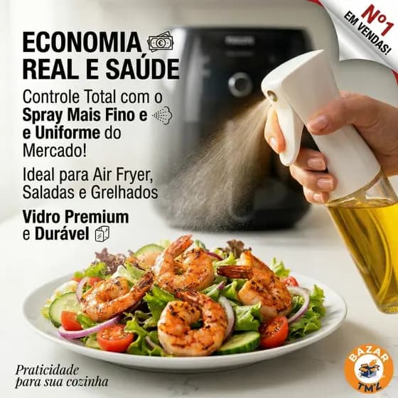 🔥Borrifador d Azeite 180ml Spray Vidro Pulverizador Óleo para Air Fryer Galheteiro Dosador Econômico