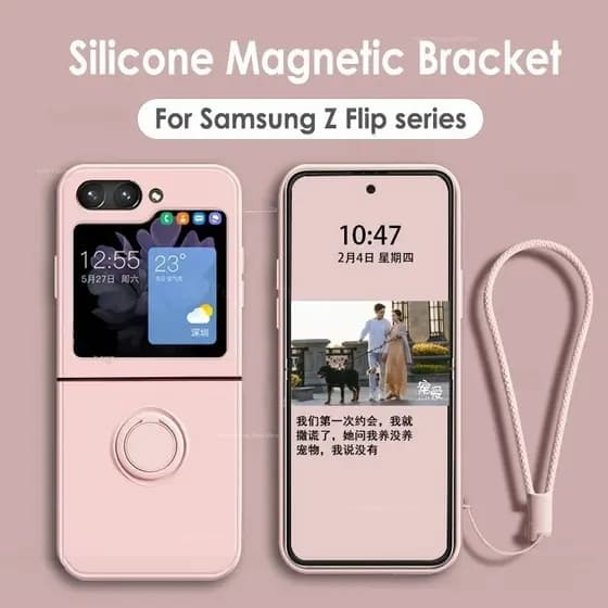 Capa Para Samsung Galaxy Z Flip 8 7 6 5 4 3 Armadura À Prova De Choque Ímã Anel Kickstand Suporte Capas Traseiras