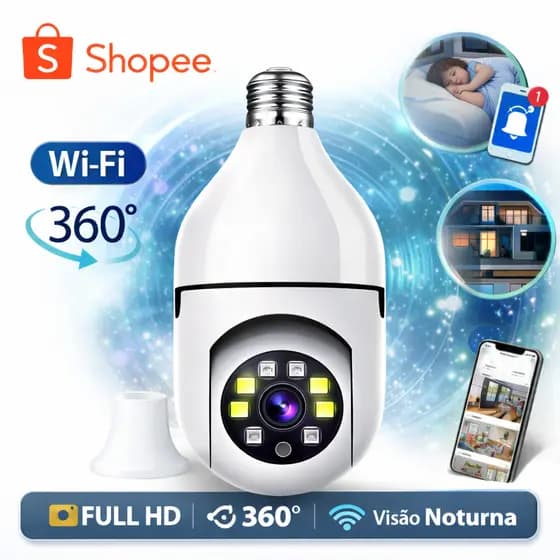 Sem Fio 360 ° Câmera De Segurança Full HD WiFi , PTZ Com Visão Noturna-Tensão Dupla