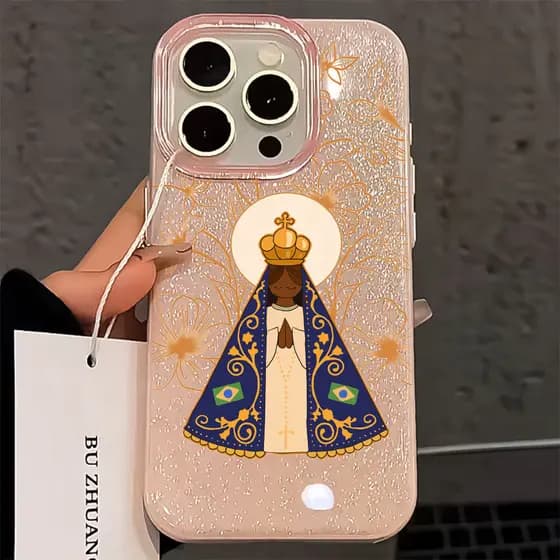 Capinha Capa De Silicone Anti-impacto Para IPhone XR 14 15 16 17 13 11 12 Normal Pro Max Ar Nossa Senhora Caso De Telefo
