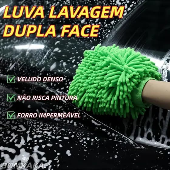 Luva de Lavagem Dupla Face Veludo Denso Forro Impermeável Não Risca Pintura Para Carro Moto Móveis
