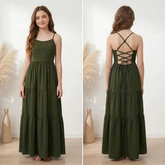 Vestido Juvenil Longo Menina Infantil Festas Eventos Liso Três Marias Casual
