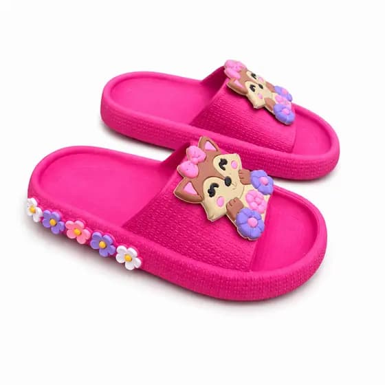 Chinelo Nuvem Infantil Slide Menina Raposa Confortável Macia Leve